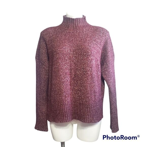 1.State high neck over sized burgundy blend  sweater - Picture 1 of 5